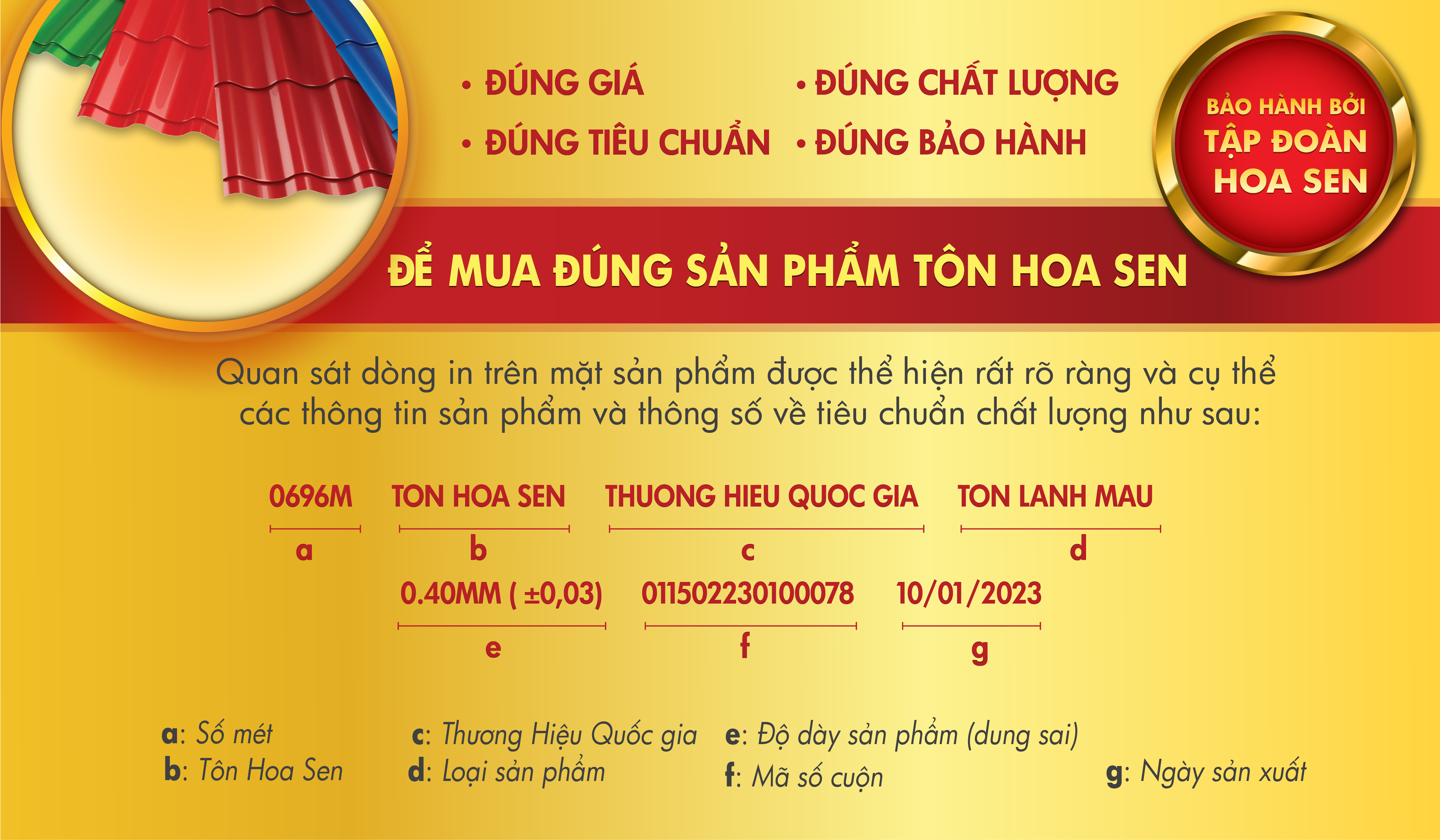 Thông số về tiêu chuẩn chất lượng Tôn Hoa Sen