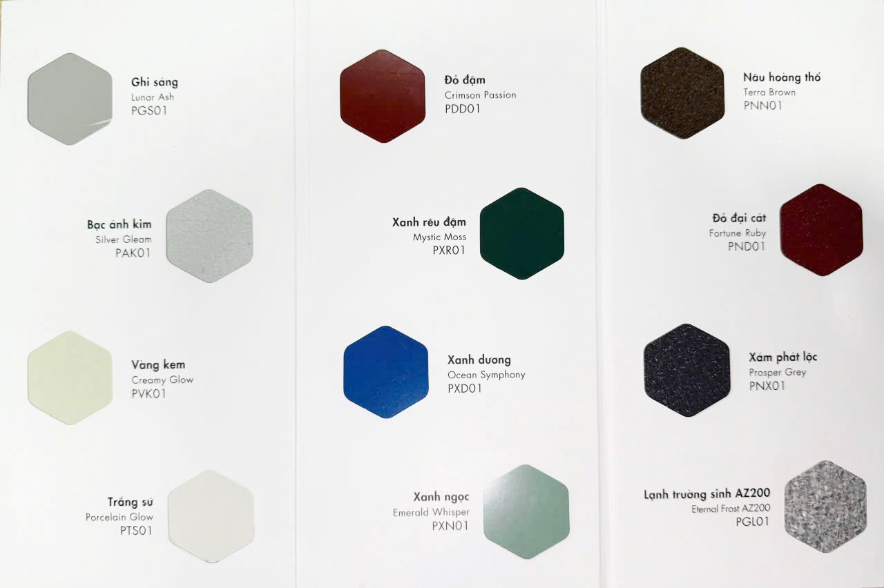 Bảng màu tôn lạnh Tôn Phú Mỹ